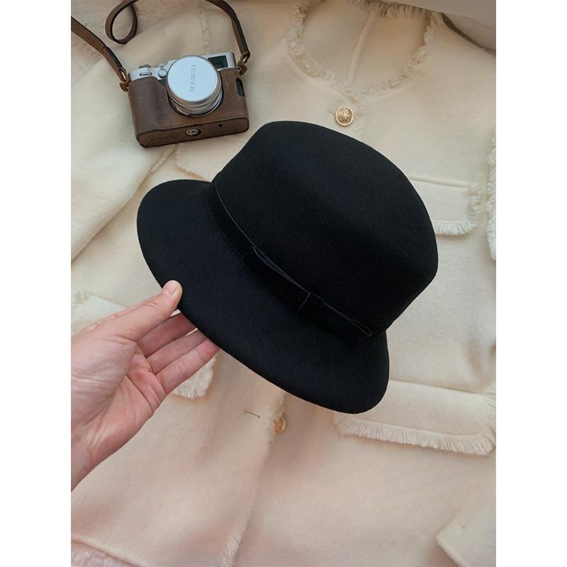 

Bow Tie Gift Hat with New Face Small Fisherman Hat Fashionable OL Elegant and Versatile one size