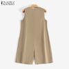 ZANZEA Womens Loose Casual O-neck Sleeveless Summer Short Jumpsuits Overalls