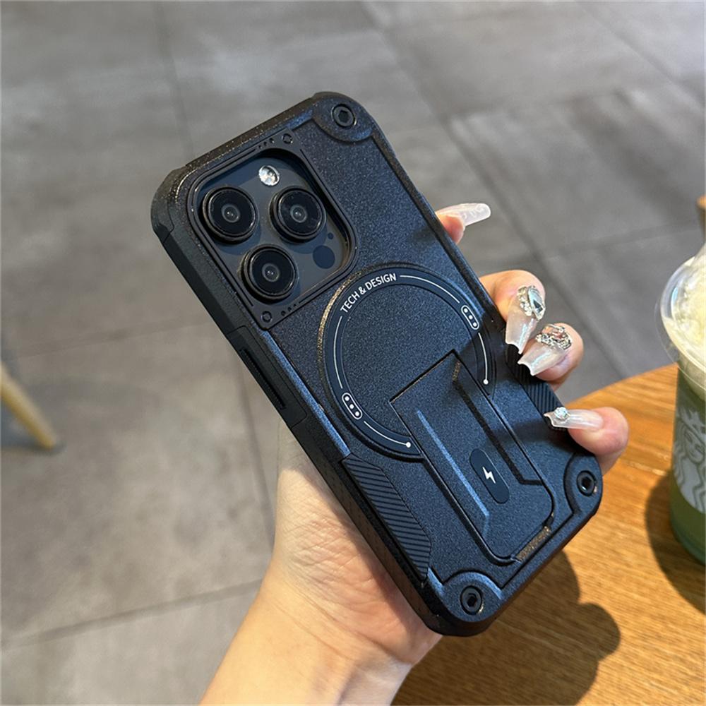 Military Hard Matte Defender Shockproof for Magsafe Case For iPhone 16 15 14 13 12 11 Pro Max Plus Luxury Magnetic Stand Cover