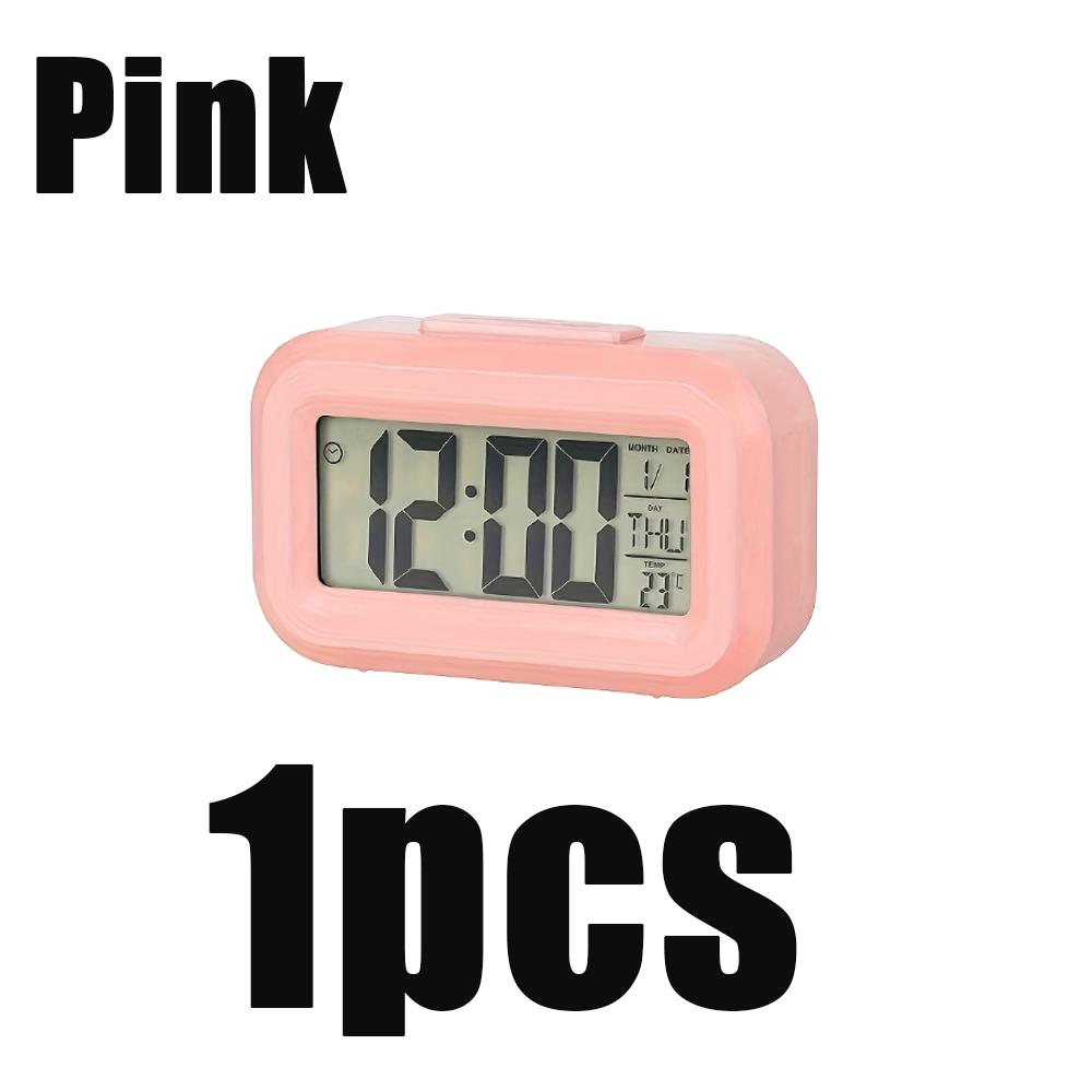 1/2pcs Smart Digital Alarm Clock Black White Lcd Display With Temperature Calendar Timer Led Light Home Office Travel Desk Clock