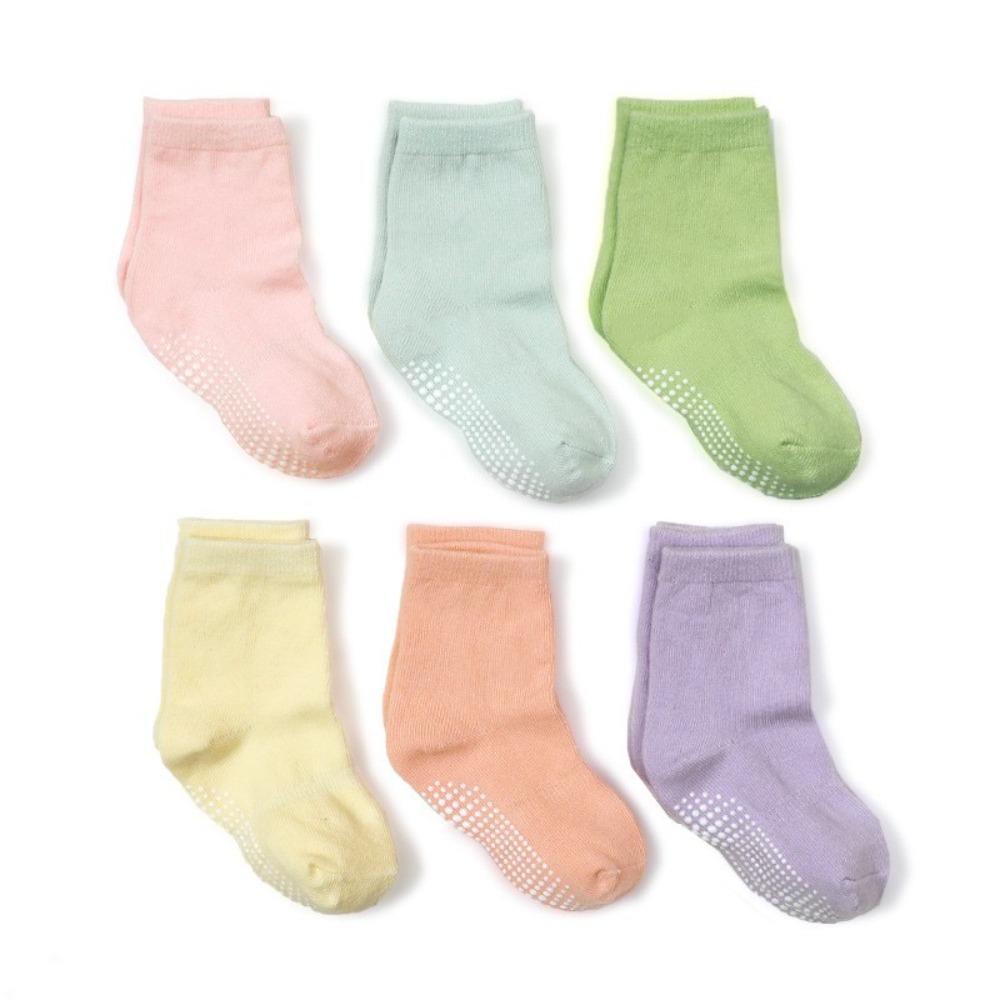 6Pairs Solid Color Toddle Short Tube Socks Dispensing Infant Socks Baby Cotton Socks  Newborn