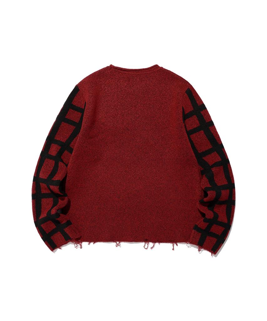 NICEGHOSTCLUB Skull Check L/S Knit Tee_Red(Ng2Efuk606A)