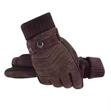 Gloves Men's Winter Cycling Motorcycle Windproof Cold Insulation Warm Leather Touch Screen Anti-Slip Thick Pile