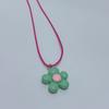 Sweet Colorful Flower Pendant Necklace for Women Girl Floral Design Rope Chain Chokers Fashion Jewelry Gift