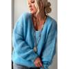 Women's Solid V-neck Long Sleeve Loose Sweater  Fall Winter Soft Lazy Style Pullover Knit Top