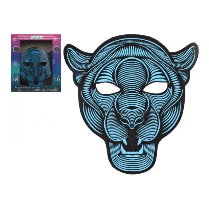 Masque de Panthère à Led - ATOSA - Accessoire de Déguisement - Noir - Mixte - 18 ans