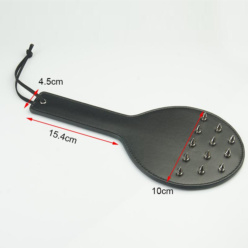 Round Spanker Bondage Role Play,Dual-sided Thick Leather Spanking Paddle Slapper with Spikes,BDSM Sex Toys For