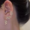 Stylish Fashionable Bohemian No Piercing Crystalline Rhinestone Leaf Ear Cuff Earrings Fake Piercing Clip For Women Earrings Jewelry BijouxTrendy Cuff