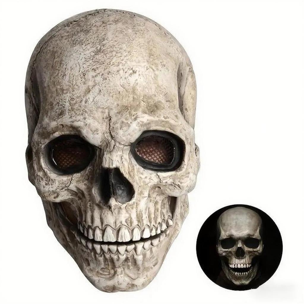 Spooky Skeleton Mask With Articulated Jaw Halloween Costume Accessory For Teens And Adults