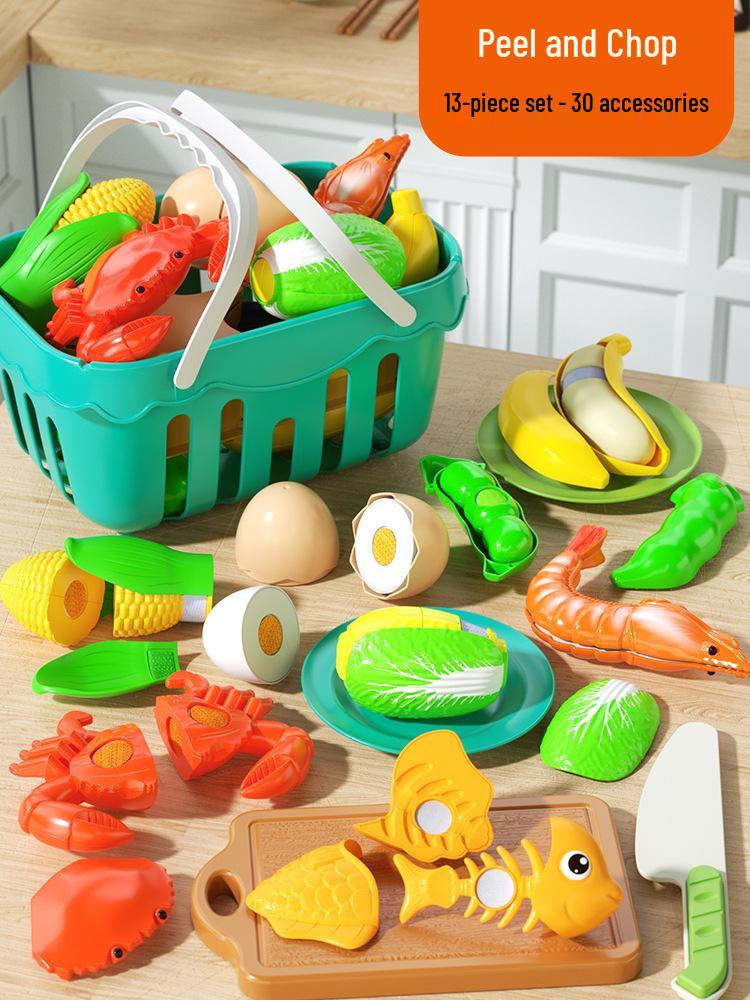 Peelable Pretend Play Fruits & Veggies Set - Fun Kitchen Toy for Children