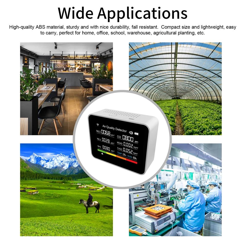 13 In 1 Tuya WIFI Air Quality Detector Detector Monitors CO2 Concentration, TVOC Value and HCHO Value In Real Time