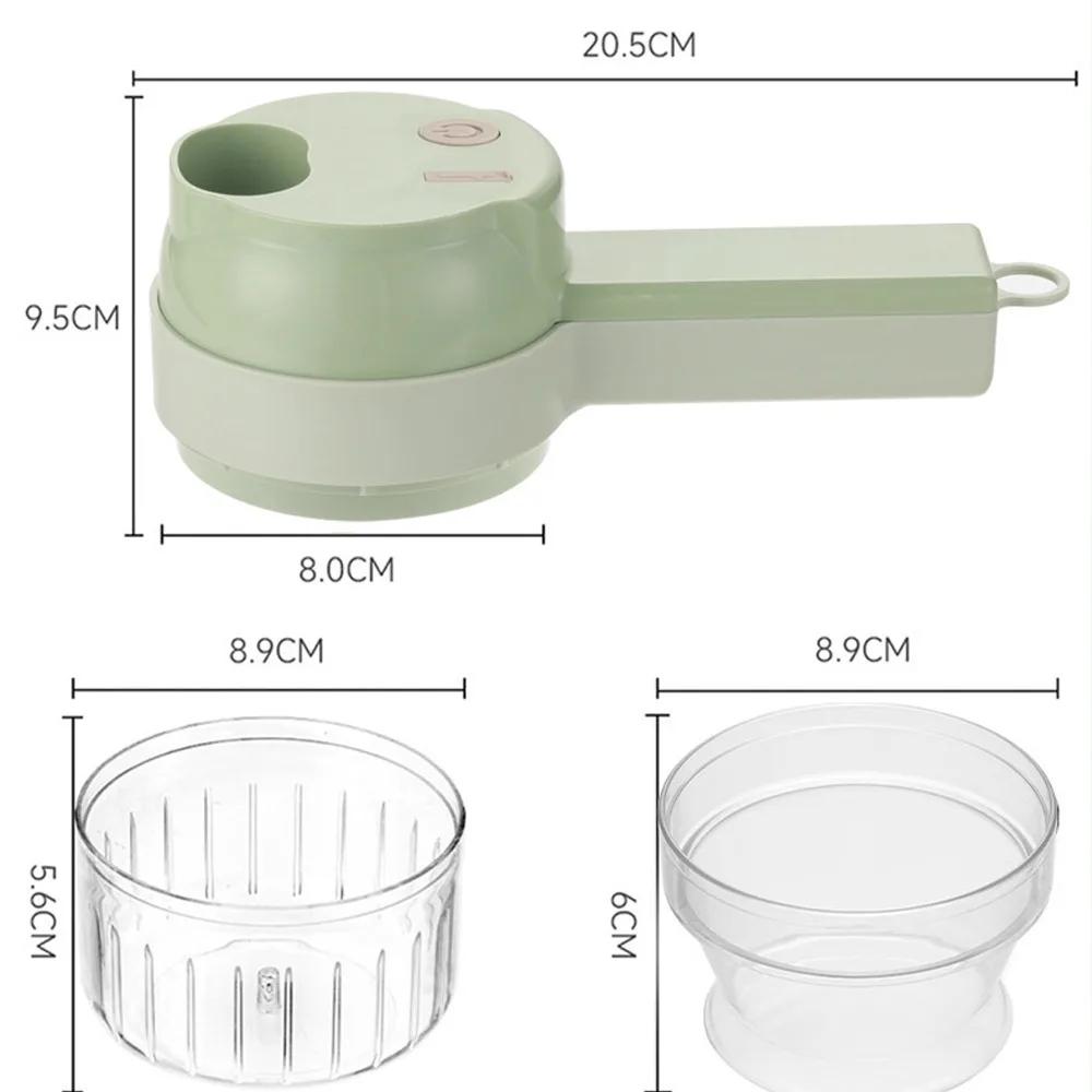 Easy To Clean 4 in1Electric Garlic Mincer Vegetable Cutter Set Cordless Electric Garlic Mincer Food Chopper Handheld Food Slicer