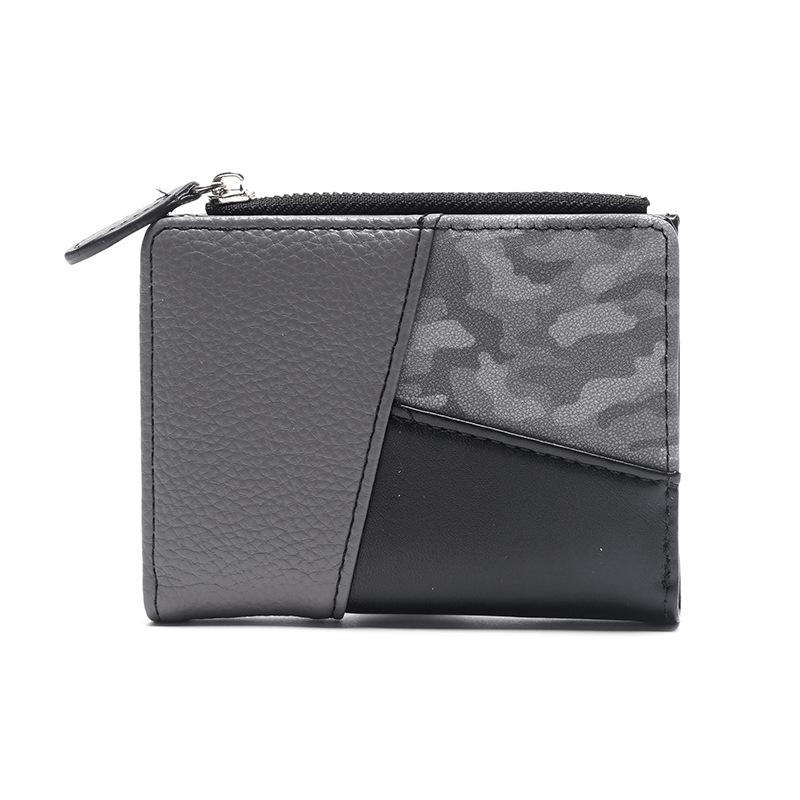 New Color Spliced Change Bag Short, Fashionable Multi-card Zipper Wallet, Short Wallet Lady