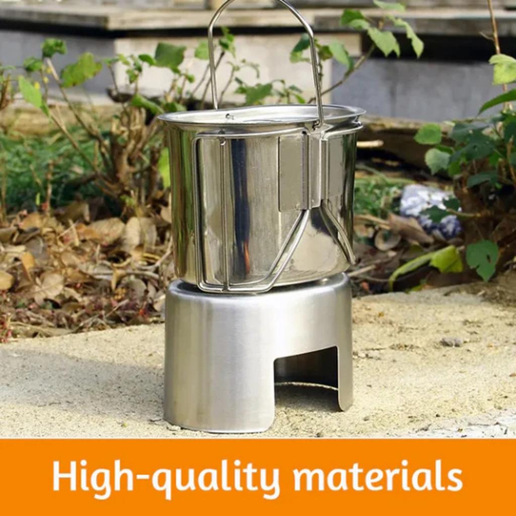 1pcs Stainless Steel Camping Pot Outdoor Food Container For Hiking Easy To Clean Suitable For Camping Picnic Backpacking Travel