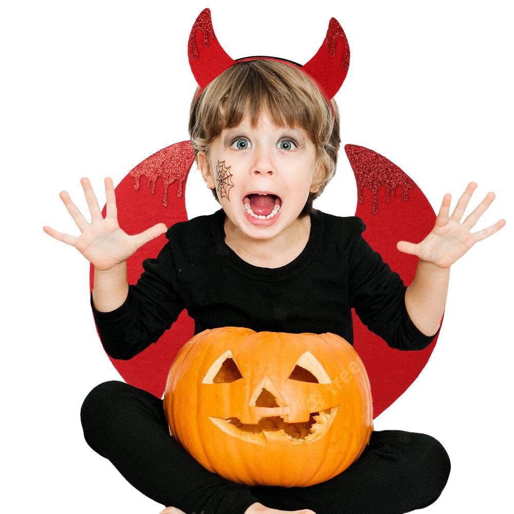 New Style, Halloween, Adult, Children, Red Devil Set, Headband, Wings, Ghost Festival Set, Dress Up Props