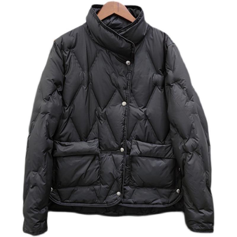Autumn and Winter Light and Thin Short Down Jacket Women's White Duck Down Pressed Glue Diamond Comfortable Stand-up Collar Down Jacket Women's Clothi