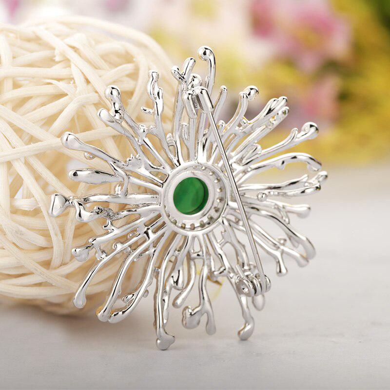 Coral Flower Brooch Pins For Women Men Exquisite Rhinestone Plant Clothes Accessories Wedding Collar Clip