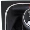 Vw Golf V 03-08 Gear Shift Knob + Black Gaiter With Red Thread And Chrome Frame 5 Speed