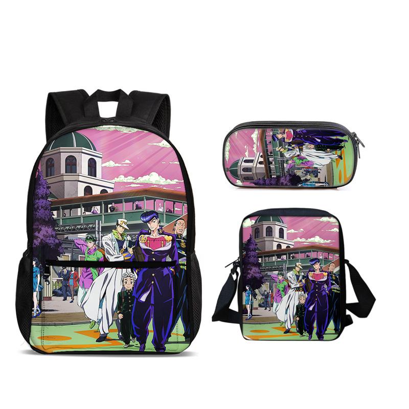 Fundamental Round Front Tote Everyday Backpack Pen Bag ice Bag 3Pcs Set Versatile Comic Male or Female School Birthday Best Gift