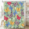 Butterfly Print Shower Curtain Waterproof Fabric Bathroom Decorations in Multiple Sizes Flower Garden Design
