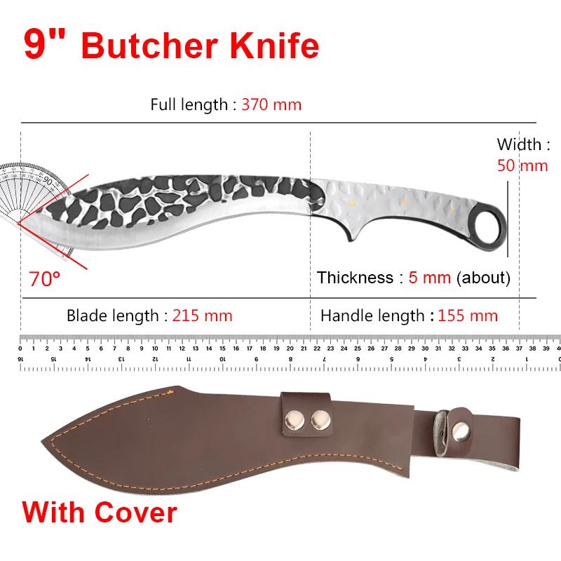 Stainless Steel Handle Kitchen Knives Chop Bone Cleaver Meat Vegetable Boning Butcher Knife Hand Forgedf Blade Chef Heavy Knife