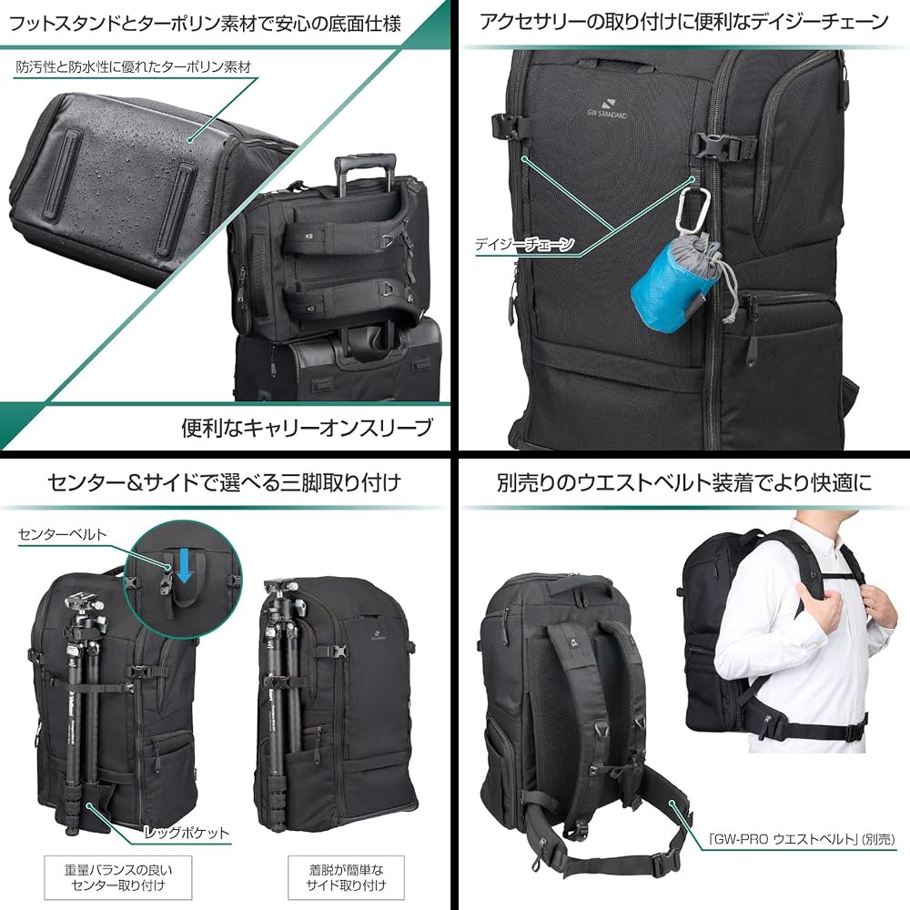 HAKUBA Camera Bag GW-STANDARD Ridge Backpack 27 AZ Black AMZSGWSR-BP27 Lightweight, Large Capacity, Access from Both Sides, Camera Backpack 4977187005