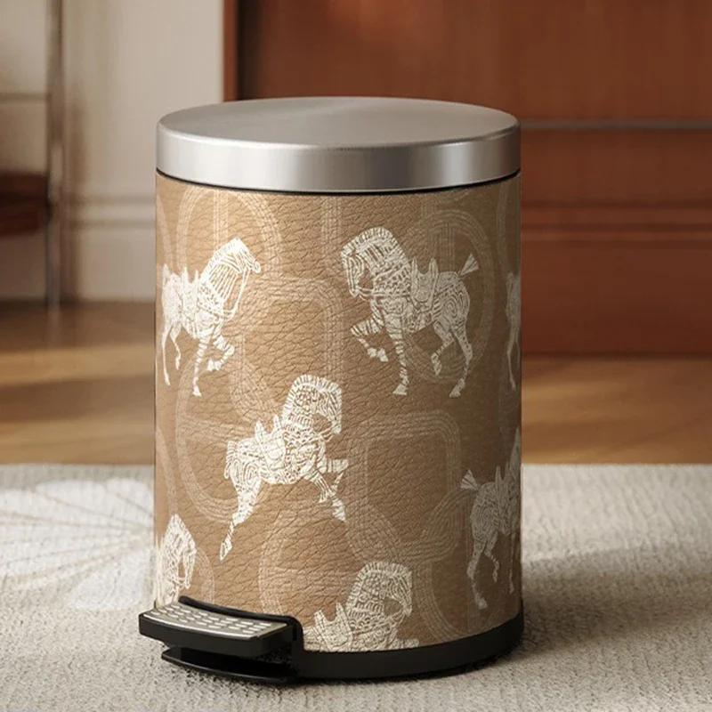 

14L Trash Can Pedal Stainless Steel Kitchen Trash Bin Bedroom Large Capacity Litter Bins Toilet Luxury Garbage Can with Lid 28X37CM