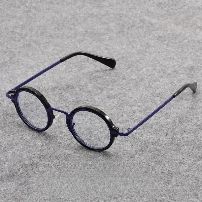 Retro Round Frame Mens Flat Light Glasses Ultra Light Anti Blue Light HD Neutral Color Blocking