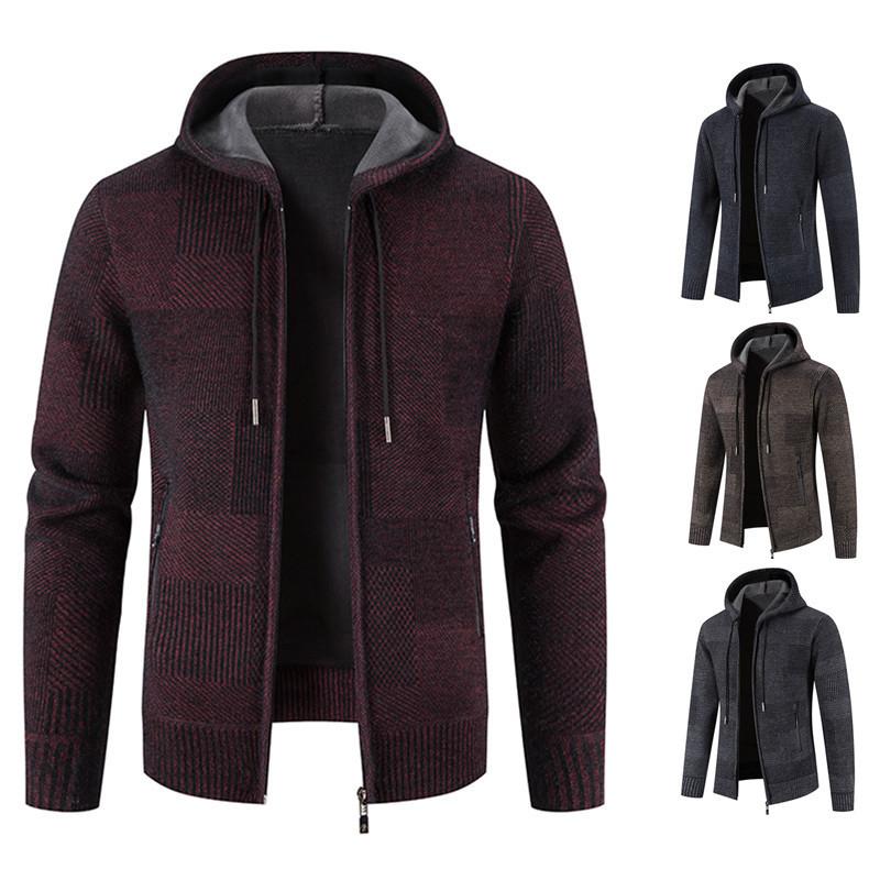 

Мужской зимний утолщенный кардиган из искусственного меха норки, однотонная блузка, мужское пальто с капюшоном, парки, верхняя одежда на молнии XS кофейный