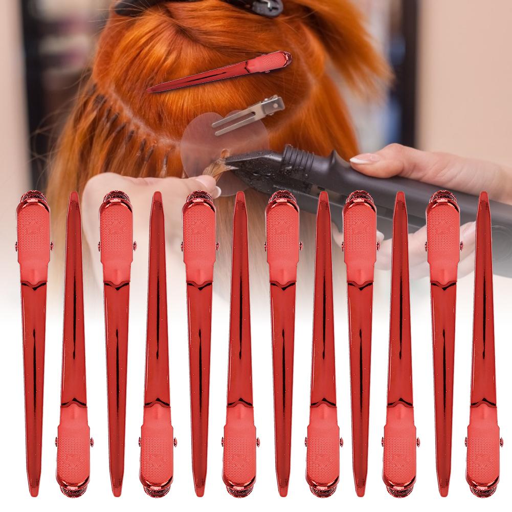 12pcs Salon Clamp Grips Hairdressing Barber Shop Duckbill Hair Clips Hairpin for SalonRed
