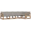 Outdoor Sofa Set with Cushions 5 Pcs Natural and Light Grey