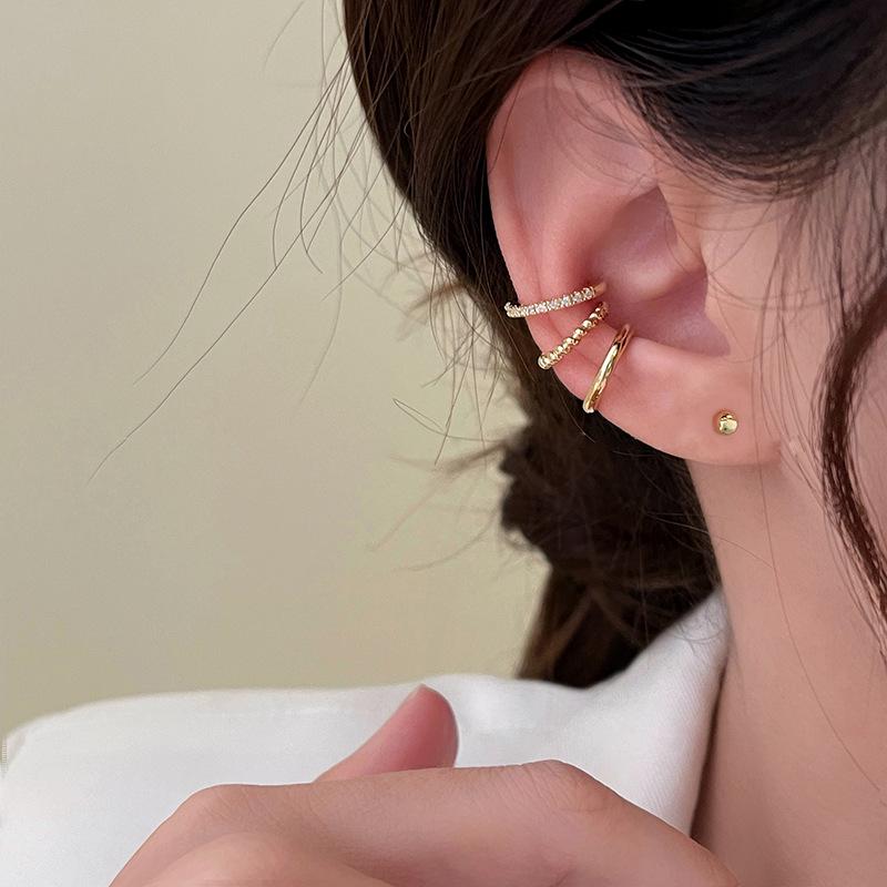 

Golden Zircon Retro Style Non-Piercing Ear Cuff Set for Women