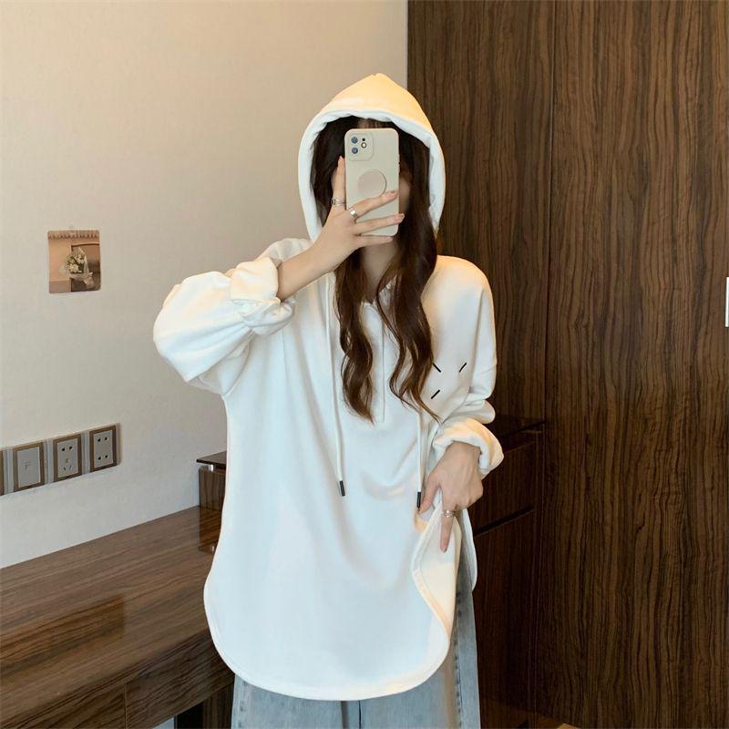 Women's Double-Sided Fleece Hooded Button-Up Loose Long-Sleeve T-Shirt, Slimming Trendy Top - Autumn/Winter 2025