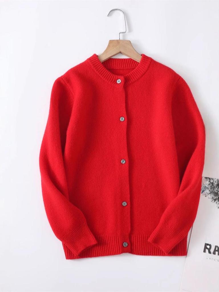 Kids' Pure Wool Round Neck Cardigan - Autumn & Winter Thick Sweater for Boys & Girls