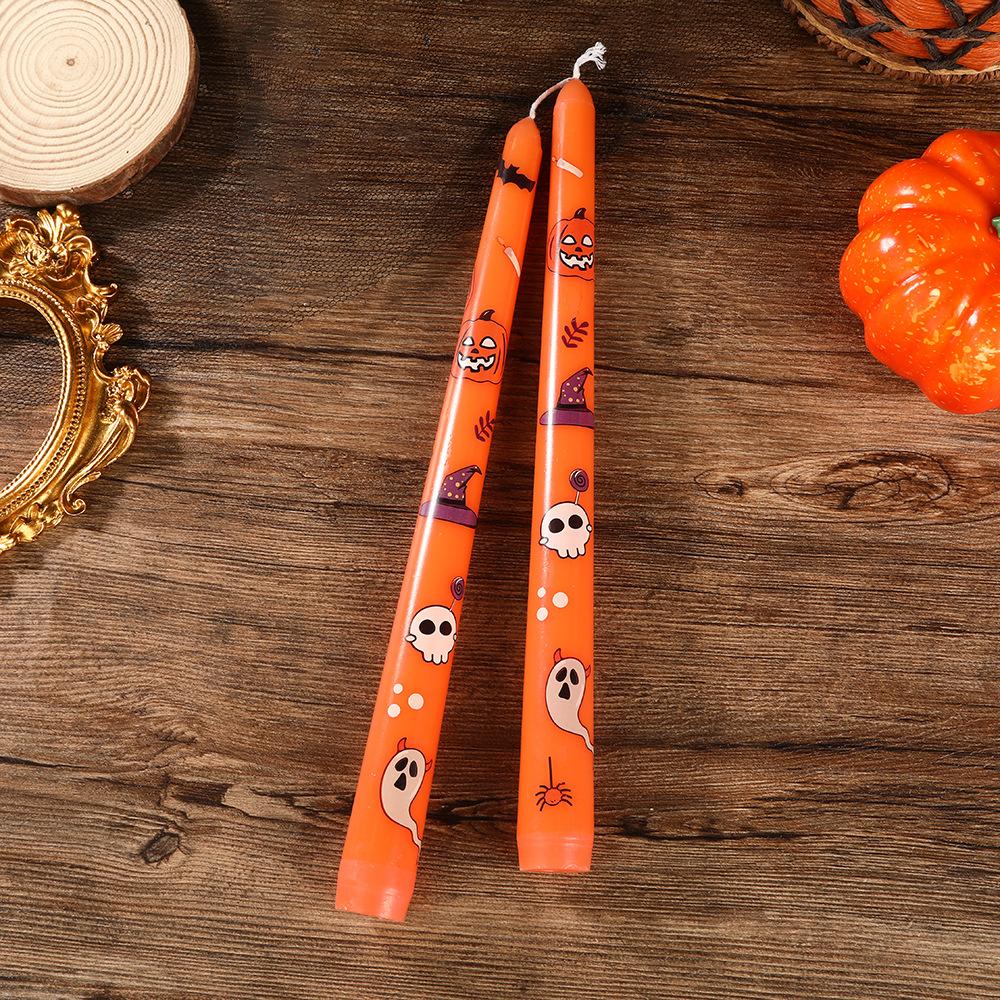 Halloween Colorful Tapered Printed Long Stem Candle Home Non-romantic Pointed Stem Wax
