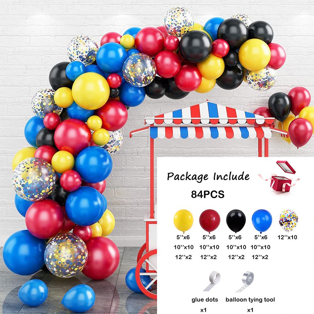 Red Green Blue Yellow Balloons Garland Arch Kit Latex Ballon Set Carnival Circus Toy Themed Party Birthday Decoration Air Globos