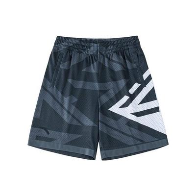 Competition Series Color Block Pattern Printed Elastic Waist Knitted Competition Shorts Men Shorts Crab-Gray 152331301-7