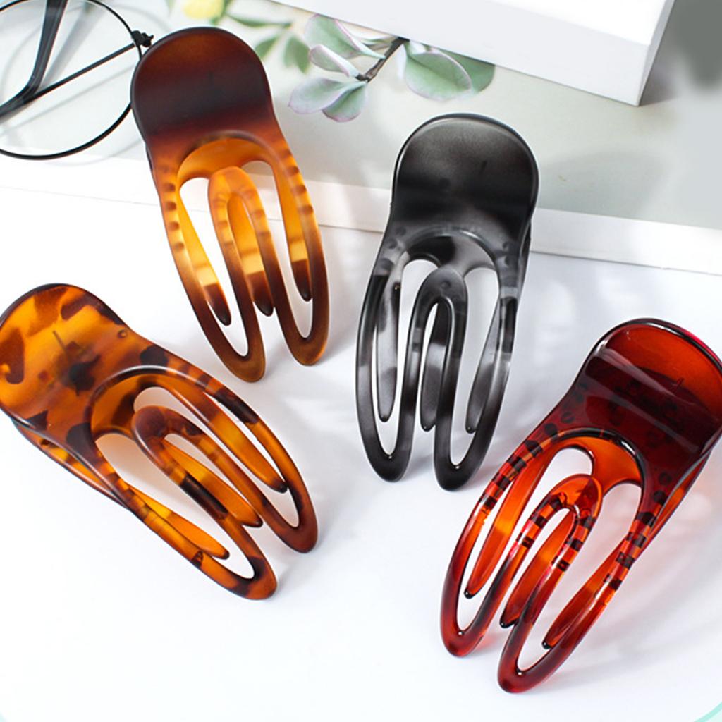 Curved Hair Claw Clip for Women Daily Wear Hollowed Leopard Print Jaw Clamp Strong Secure Hair Claw for Various Outfit
