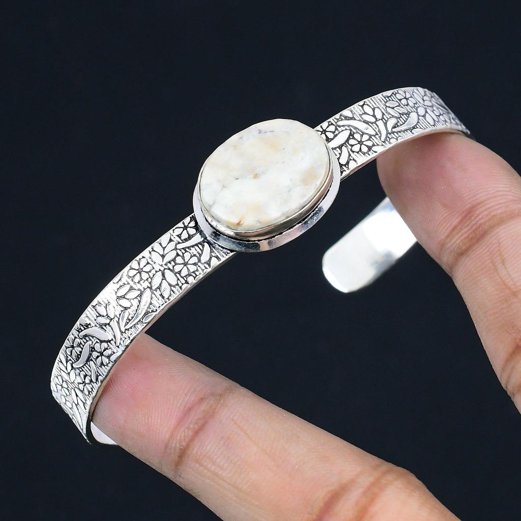 Oval Cobra Jasper Gemstone 925 Silver Artisan Anniversary Sister Bangle Bracelet