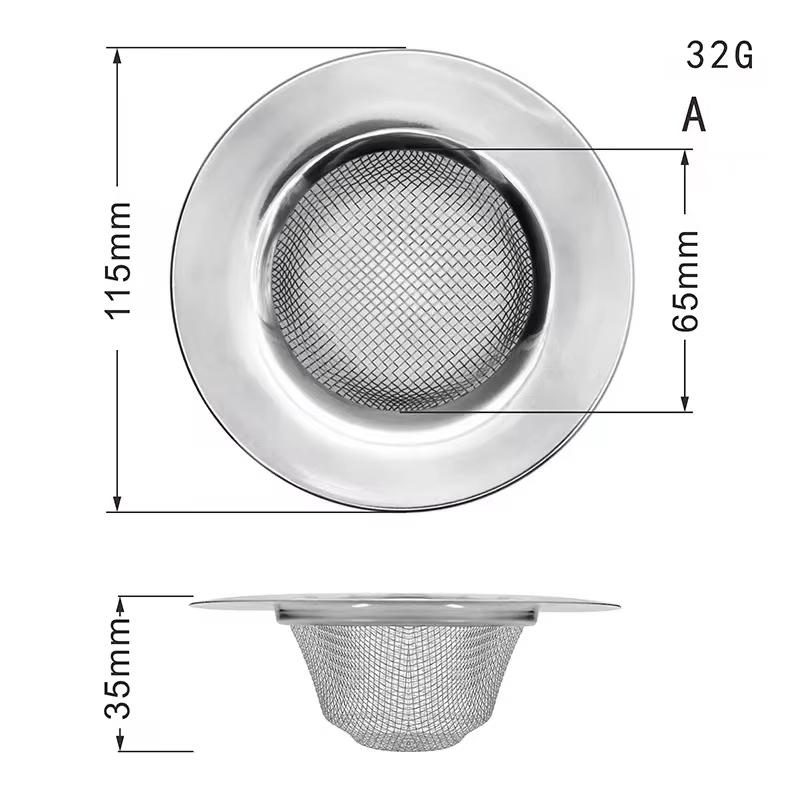 Kitchen Sink Filtration Stainless Steel Mesh Sink Strainer Filtration Bathroom Sink Strainer Drain Hole Filtration Sewer Screen Strainers