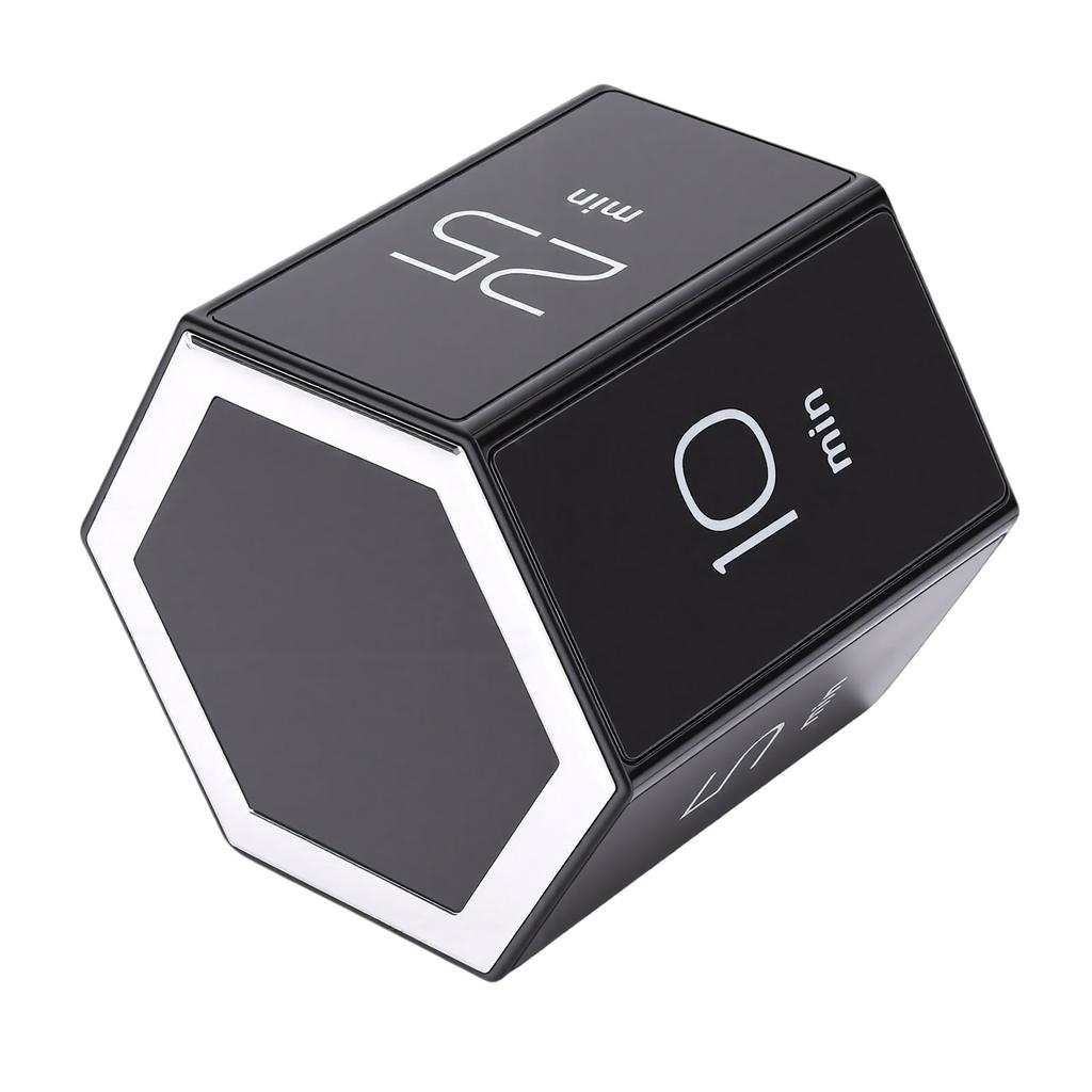Rotating Timer 60 Minutes Preset Magnetic Hexagon Desk Flip Productivity Timer for Kitchen Cooking Studying