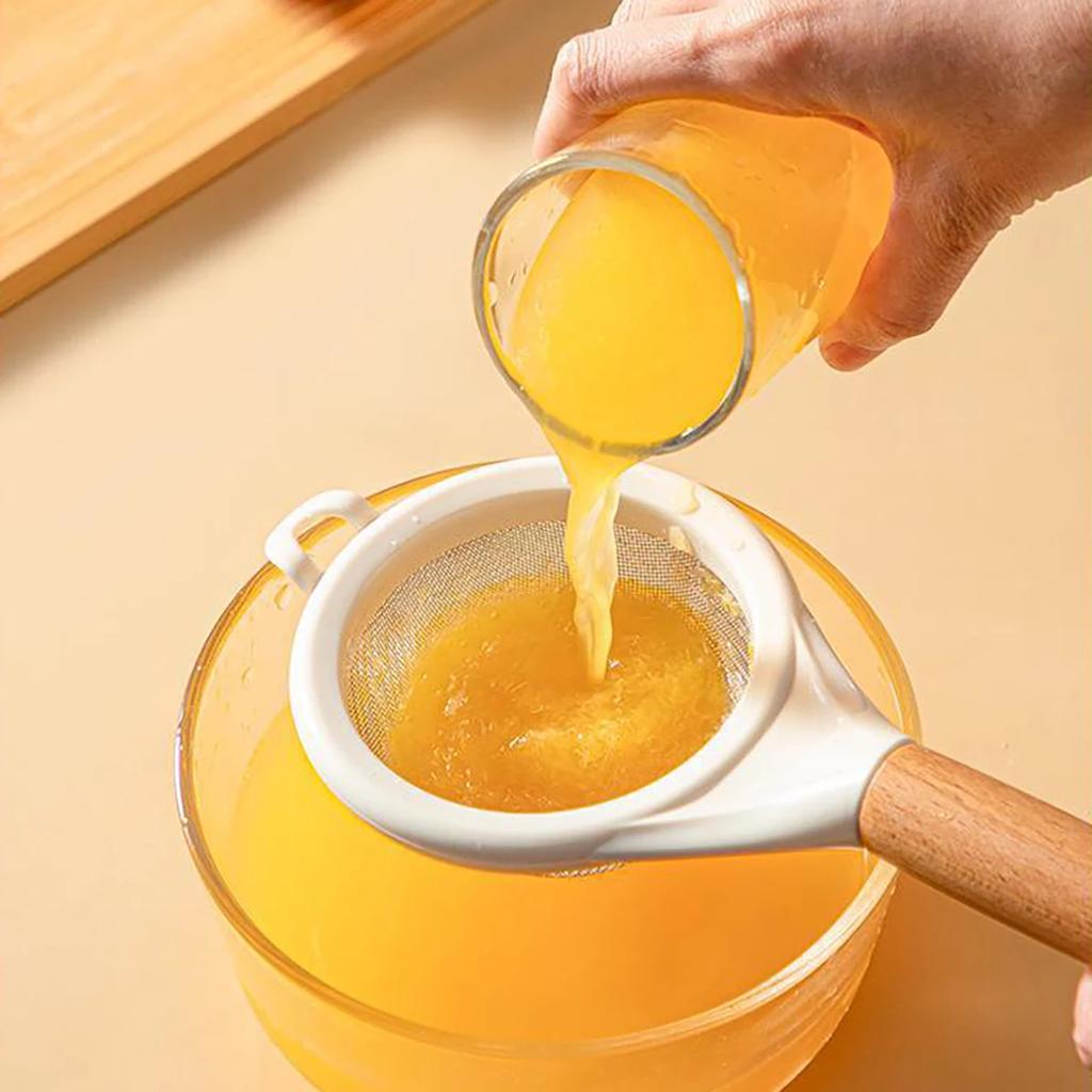 1Pc Stainless Steel Filter Screen Mesh Flour Sieve with Wooden Handle Baking Tools Sugar Powder Sieve Soybean Milk Filter Screen