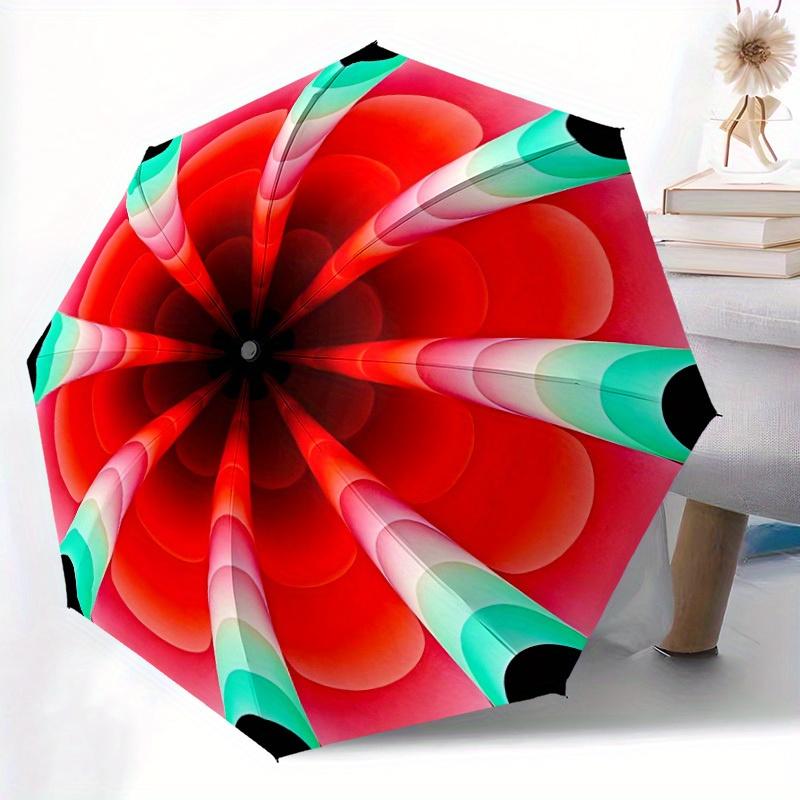 1pc Kaleidoscope Pattern Automatic Open/close Folding Umbrella, Compact Portable Travel Umbrella,Cute Umbrella, Durable Construction Yy250804090