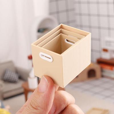 Yousheng 3 Stück/Set Simulations-Aufbewahrungsbox 1:12 Miniatur-Maßstab Drei-teiliges Stapeldesign Glatte Kanten Sicheres Spielen Aufbewahrungs-Organizer Puppenhauszubehör