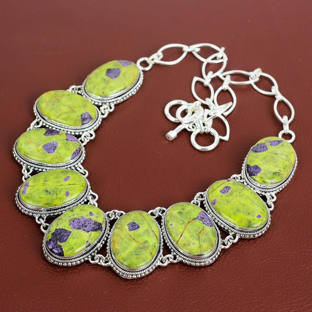 Stichtite Gemstone Necklace Handmade Necklace Amazing Vintage Jewelry 925 Sterling Silver Necklace Adjustable Chain Necklace Gifts For Mom