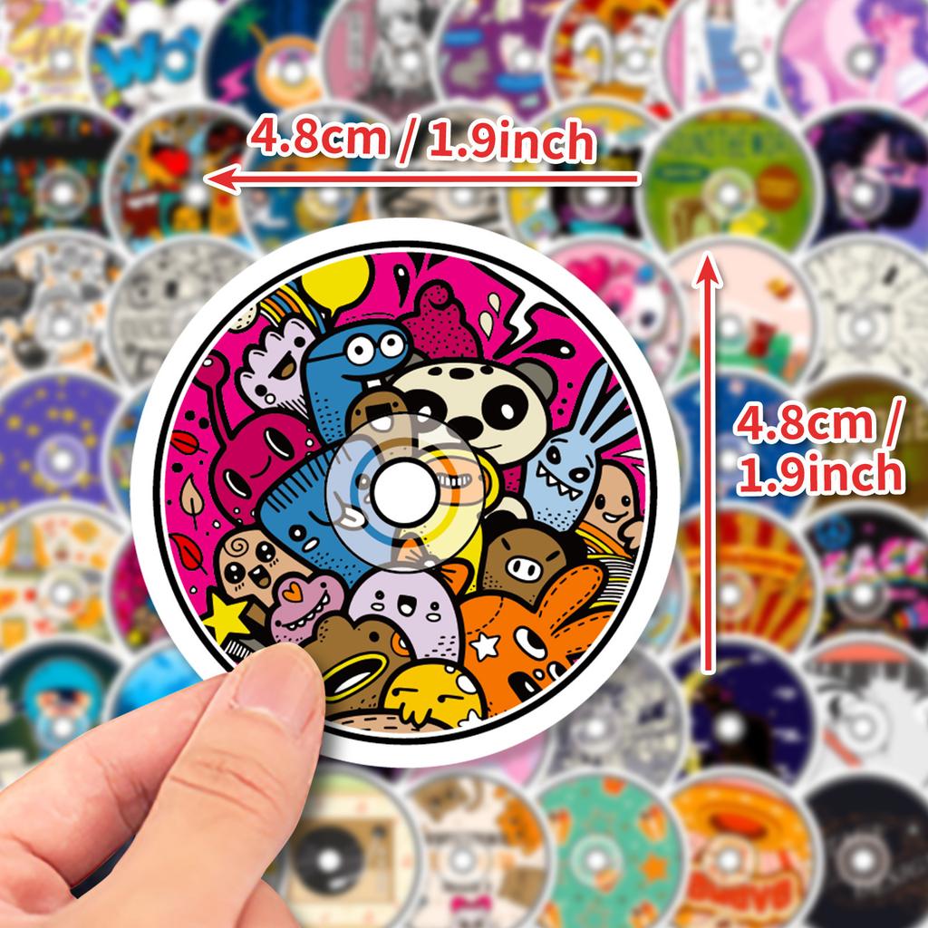 50 Stickers Music Cd Round Personality Independent Diy Decorative Stickers Can Be Repeatedly Pasted Waterproof