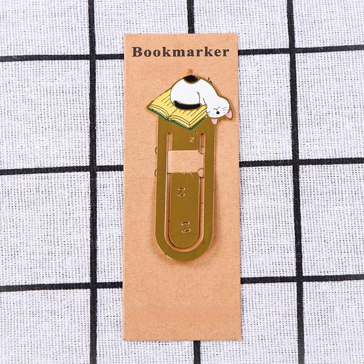 1PC New Cartoon Cute Cats Bookmark Gold-plated Book Folder Metal Label Student Gift Animals Stationery School Supplies