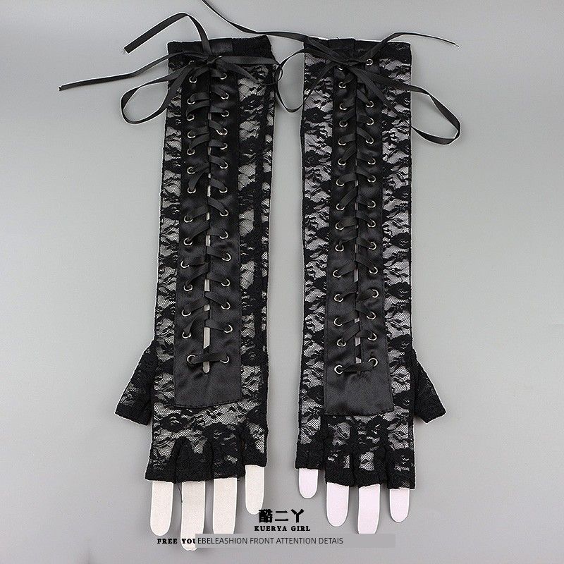 

Кос Панк Сексуальный Женский Лолита Без пальцев Кружево Lace Gloves