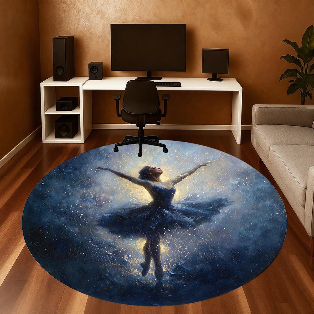 1pc Dancer Galaxy Round Chair mat office Area Rug - Non-Slip, Floor Mat for Office, Bedroom, Ideal home decor gift c0112120