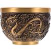 Chinese Style Copper Tea Cup Vintage Dragon And Phoenix Pattern Teacup Embossed Cup Home Decoration Brass Ware Crafts